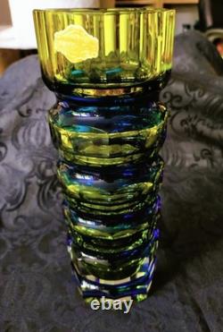 Josef Hoffmann Crystal Glass Vase Moser Art Deco 1930 Faceted Cut 23cm 1.2kg