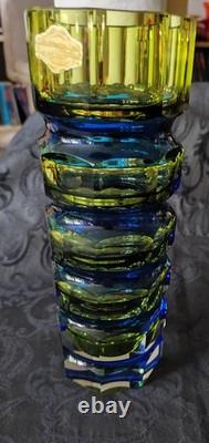 Josef Hoffmann Crystal Glass Vase Moser Art Deco 1930 Faceted Cut 23cm 1.2kg