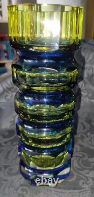 Josef Hoffmann Crystal Glass Vase Moser Art Deco 1930 Faceted Cut 23cm 1.2kg