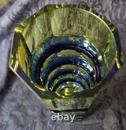 Josef Hoffmann Crystal Glass Vase Moser Art Deco 1930 Faceted Cut 23cm 1.2kg