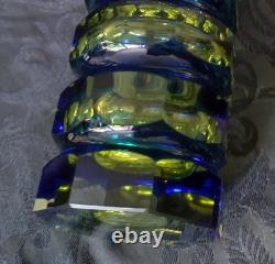 Josef Hoffmann Crystal Glass Vase Moser Art Deco 1930 Faceted Cut 23cm 1.2kg