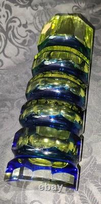 Josef Hoffmann Crystal Glass Vase Moser Art Deco 1930 Faceted Cut 23cm 1.2kg