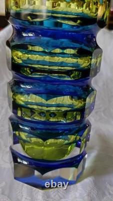 Josef Hoffmann Crystal Glass Vase Moser Art Deco 1930 Faceted Cut 23cm 1.2kg