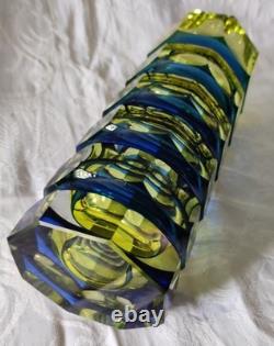 Josef Hoffmann Crystal Glass Vase Moser Art Deco 1930 Faceted Cut 23cm 1.2kg
