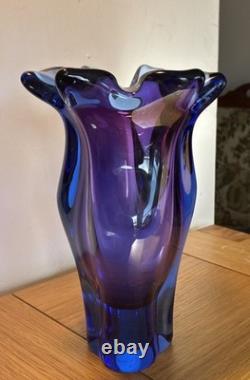 Josef Hospodka Chribská Blue and Purple Czech Republic Heavy Vase