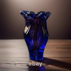 Josef Hospodka Chribská Blue and Purple Czech Republic Heavy Vase