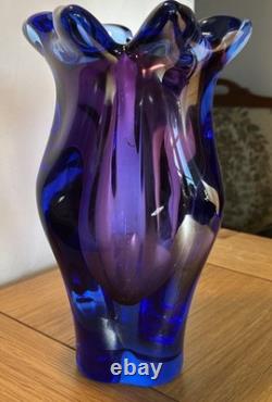 Josef Hospodka Chribská Blue and Purple Czech Republic Heavy Vase