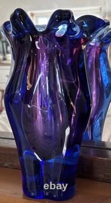 Josef Hospodka Chribská Blue and Purple Czech Republic Heavy Vase