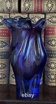 Josef Hospodka Chribská Blue and Purple Czech Republic Heavy Vase