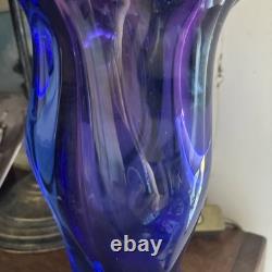 Josef Hospodka Chribská Blue and Purple Czech Republic Heavy Vase