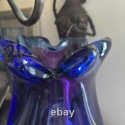 Josef Hospodka Chribská Blue and Purple Czech Republic Heavy Vase