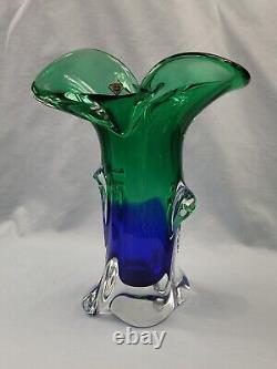 Josef Hospodka Chribska Glassworks Czech Sommerso Vtg Art Glass Vase Excellent