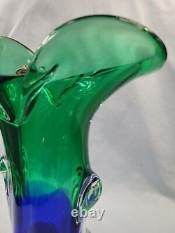 Josef Hospodka Chribska Glassworks Czech Sommerso Vtg Art Glass Vase Excellent