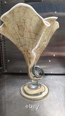 Jozefina Krosno Poland Handkerchief Blown Glass Vase Large Rare Centerpiece