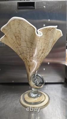 Jozefina Krosno Poland Handkerchief Blown Glass Vase Large Rare Centerpiece