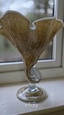 Jozefina Krosno Poland Handkerchief Blown Glass Vase Large Rare Centerpiece