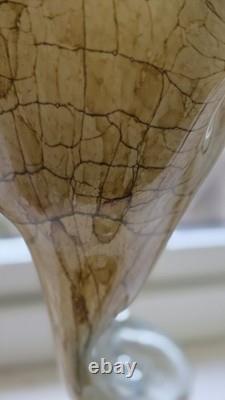 Jozefina Krosno Poland Handkerchief Blown Glass Vase Large Rare Centerpiece