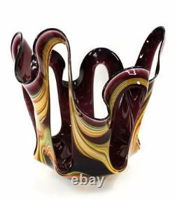 Jozefina Stunning Dramatic Hand Blown Art Glass Vase Made in Krosno Poland