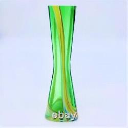 K1479A USA 1960s Vintage Art Glass Vase Flower Base Glass Interior Mid Century