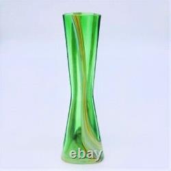 K1479A USA 1960s Vintage Art Glass Vase Flower Base Glass Interior Mid Century