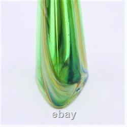 K1479A USA 1960s Vintage Art Glass Vase Flower Base Glass Interior Mid Century