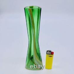 K1479A USA 1960s Vintage Art Glass Vase Flower Base Glass Interior Mid Century