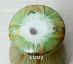 Kew Blas Art Glass Cabinet Vase, Green Pulled Feather Decoration, Very Nice