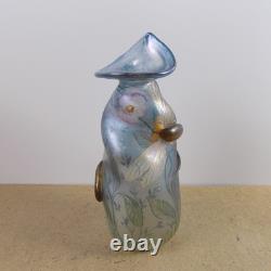 Kisslinger Art Glass Vase Dragonfly & Flowers Signed 7.75 Tall VGC