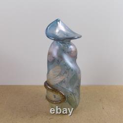 Kisslinger Art Glass Vase Dragonfly & Flowers Signed 7.75 Tall VGC