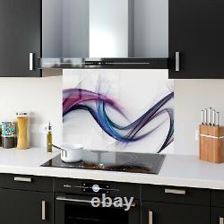 Kitchen Glass Splashback Toughened Tile Cooker Panel ANY SIZE Smoke Wave