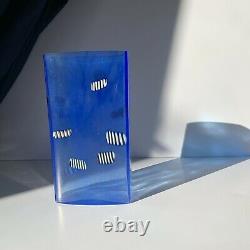 Kosta Boda Bertil Vallien Signed Blue Liquorice Glass Rectangular Vase