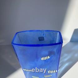 Kosta Boda Bertil Vallien Signed Blue Liquorice Glass Rectangular Vase