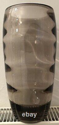 Kosta Boda Glass Vase Signed Art Deco Art Glass Large Ridged Glass Vase