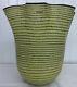 Kosta Boda Large Yellow Striped Ruffle Handkerchief Art Glass Decorative Vase