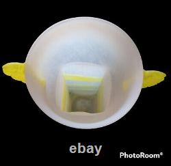 Kosta Boda Ulrica Hydman Vallien Mouth Blown Art Glass White Yellow Vase 12.5