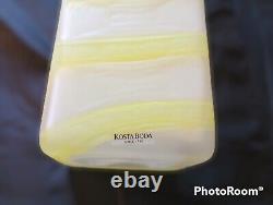 Kosta Boda Ulrica Hydman Vallien Mouth Blown Art Glass White Yellow Vase 12.5