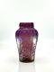 Kralik Blown Glass Vase Honeycomb Panels Iridescent Purple Art Nouveau Czech