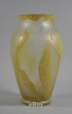 Kralik Bohemian Cameo Art Glass Iris Vase, Loetz Era Unsigned