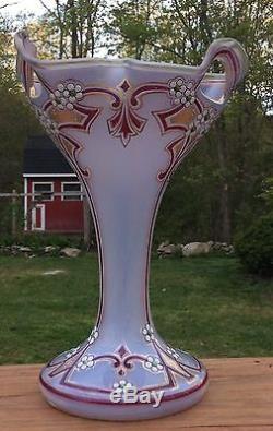 Kralik Czech Iridescent Art Glass Enameled Vase