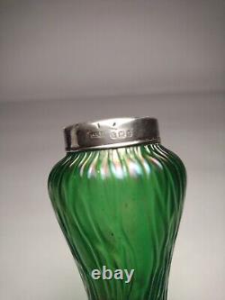 Kralik Iridescent Hallmarked Silver Collar Glass Vase