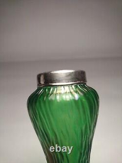 Kralik Iridescent Hallmarked Silver Collar Glass Vase