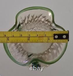 Kralik Martele Art Nouveau Art Glass Vase Applied Green Rigaree Decoration c1900