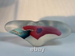 LARGE James R. Wilbat Art Glass Vase Paperweight 1995 Colorful Abstract 14 in