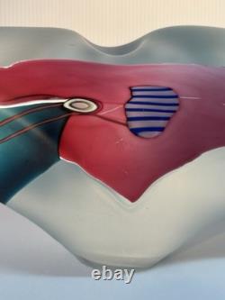 LARGE James R. Wilbat Art Glass Vase Paperweight 1995 Colorful Abstract 14 in