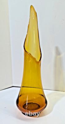 LE Smith Honey Amber Smoothie Swung Glass Vase 21 McM Wide Mouth