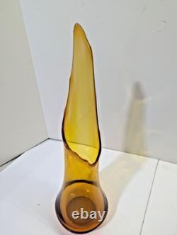 LE Smith Honey Amber Smoothie Swung Glass Vase 21 McM Wide Mouth