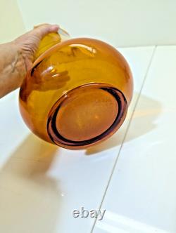 LE Smith Honey Amber Smoothie Swung Glass Vase 21 McM Wide Mouth