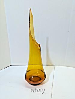 LE Smith Honey Amber Smoothie Swung Glass Vase 21 McM Wide Mouth