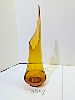 LE Smith Honey Amber Smoothie Swung Glass Vase 21 McM Wide Mouth