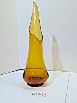 LE Smith Honey Amber Smoothie Swung Glass Vase 21 McM Wide Mouth